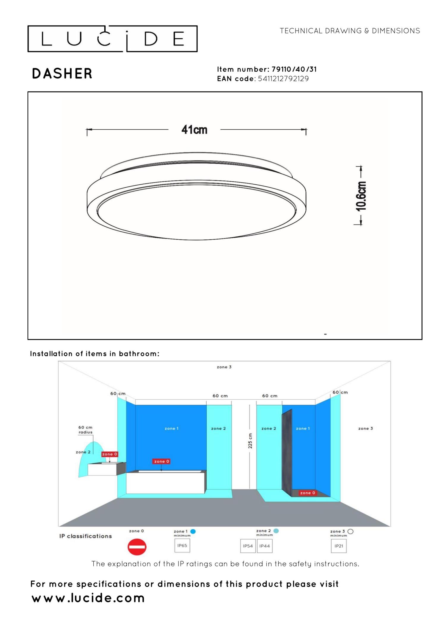 Dasher Ceiling Lights - Matt Black/Opal - 410mm Diameter