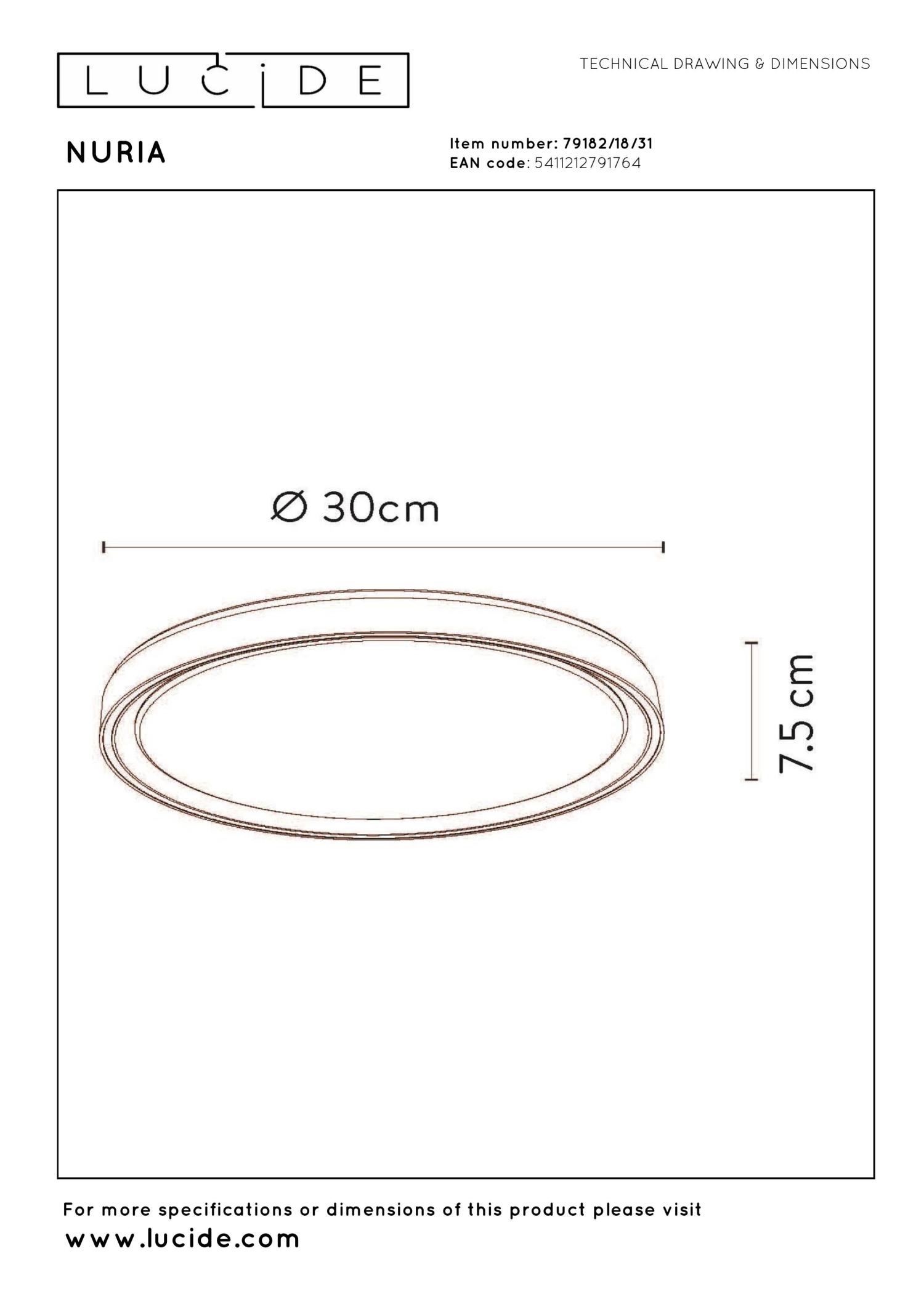 Nuria Ceiling Lights - Matt Black/Opal - 300mm Diameter