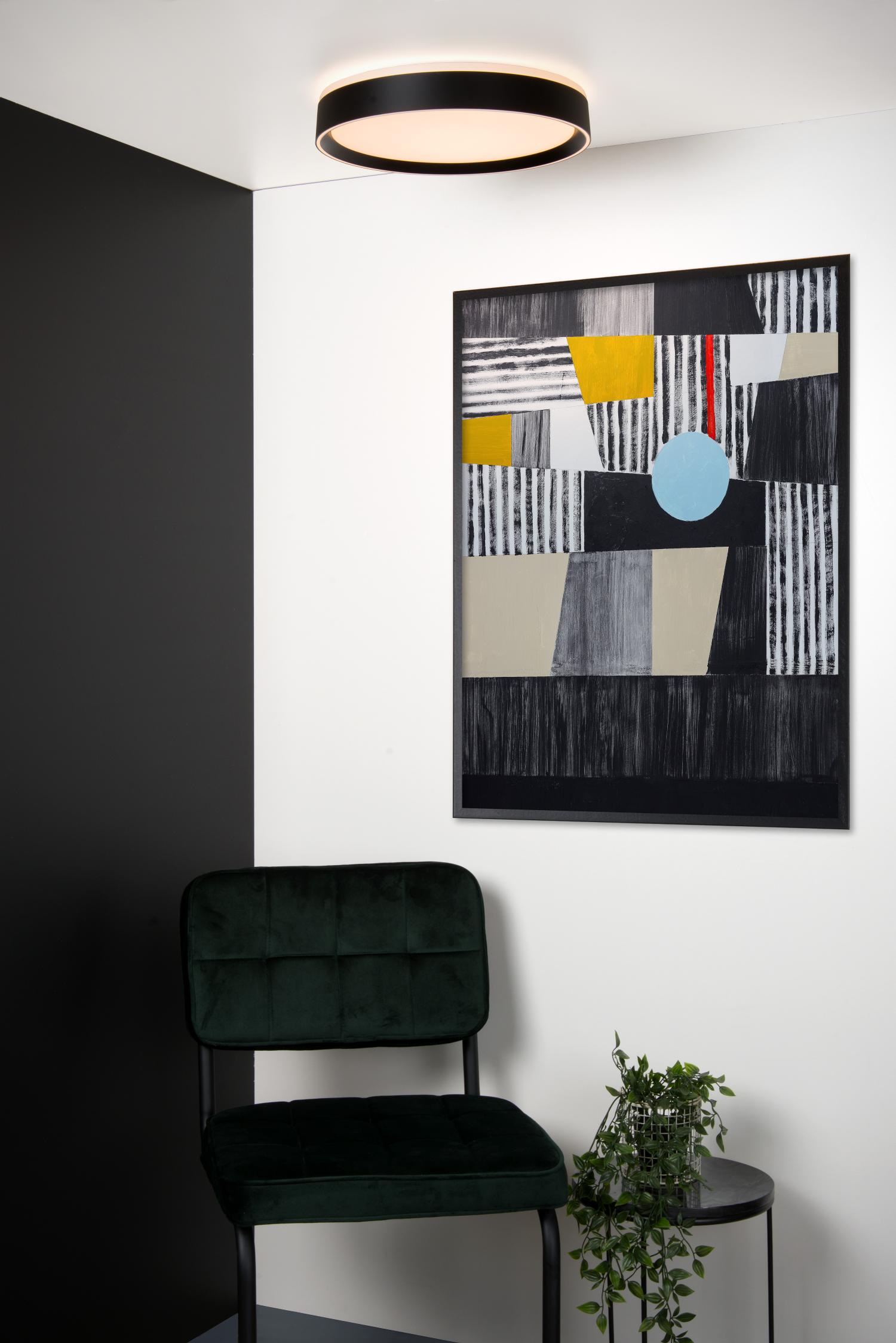 Nuria Ceiling Lights - Matt Black/Opal - 400mm Diameter