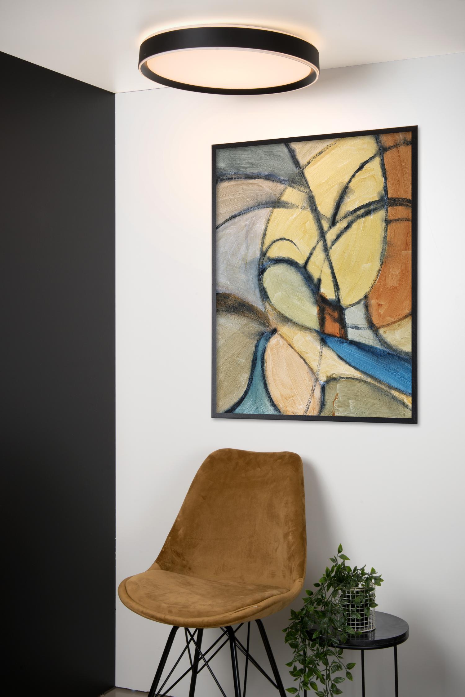 Nuria Ceiling Lights - Matt Black/Opal - 500mm Diameter