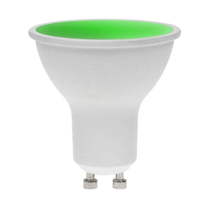 Green GU10 Lamp, GU10, Dimmable, 7W, N/A