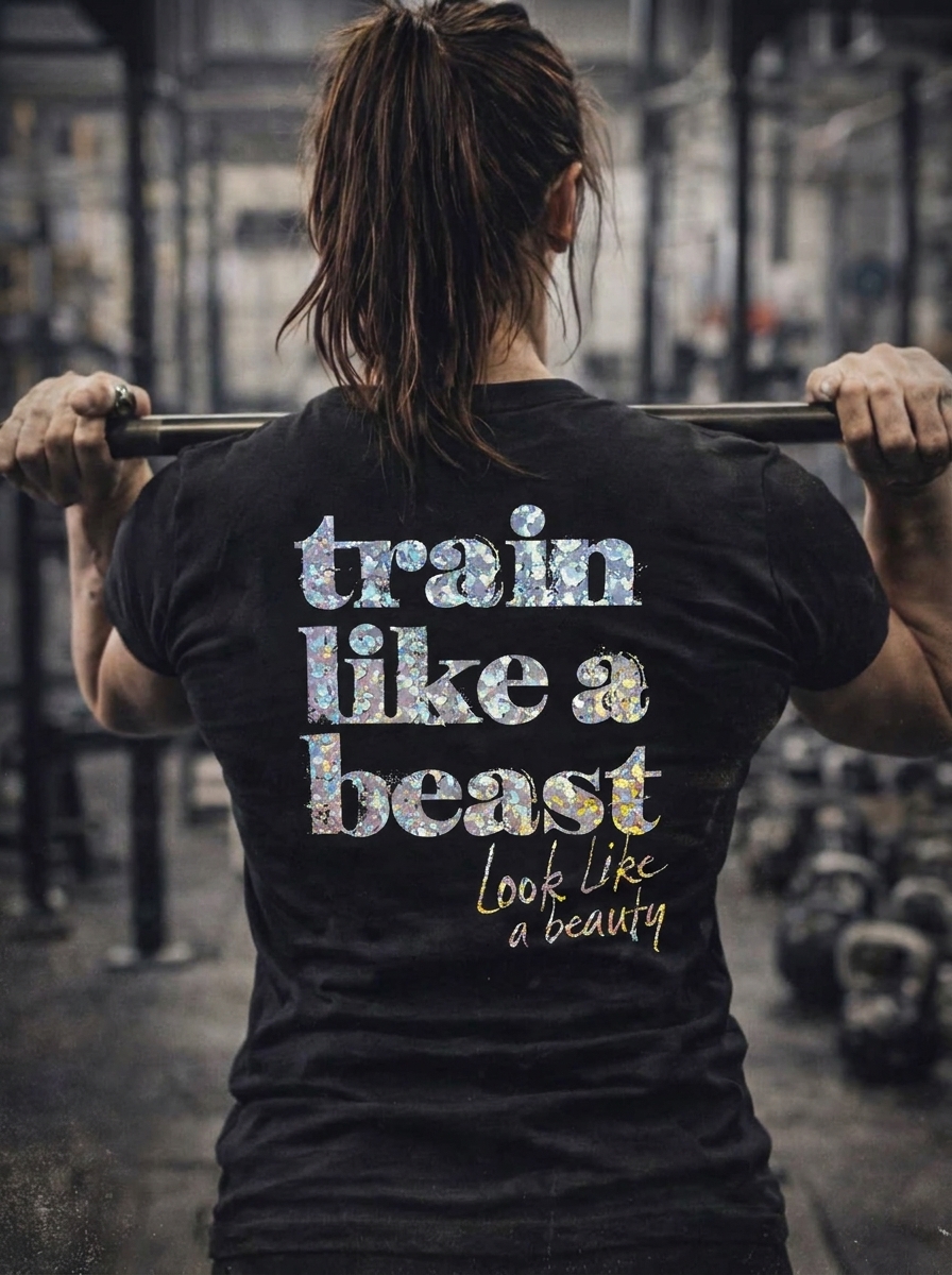 Train Like A Beast Look Like A Beauty Printed Women's T-shirt 