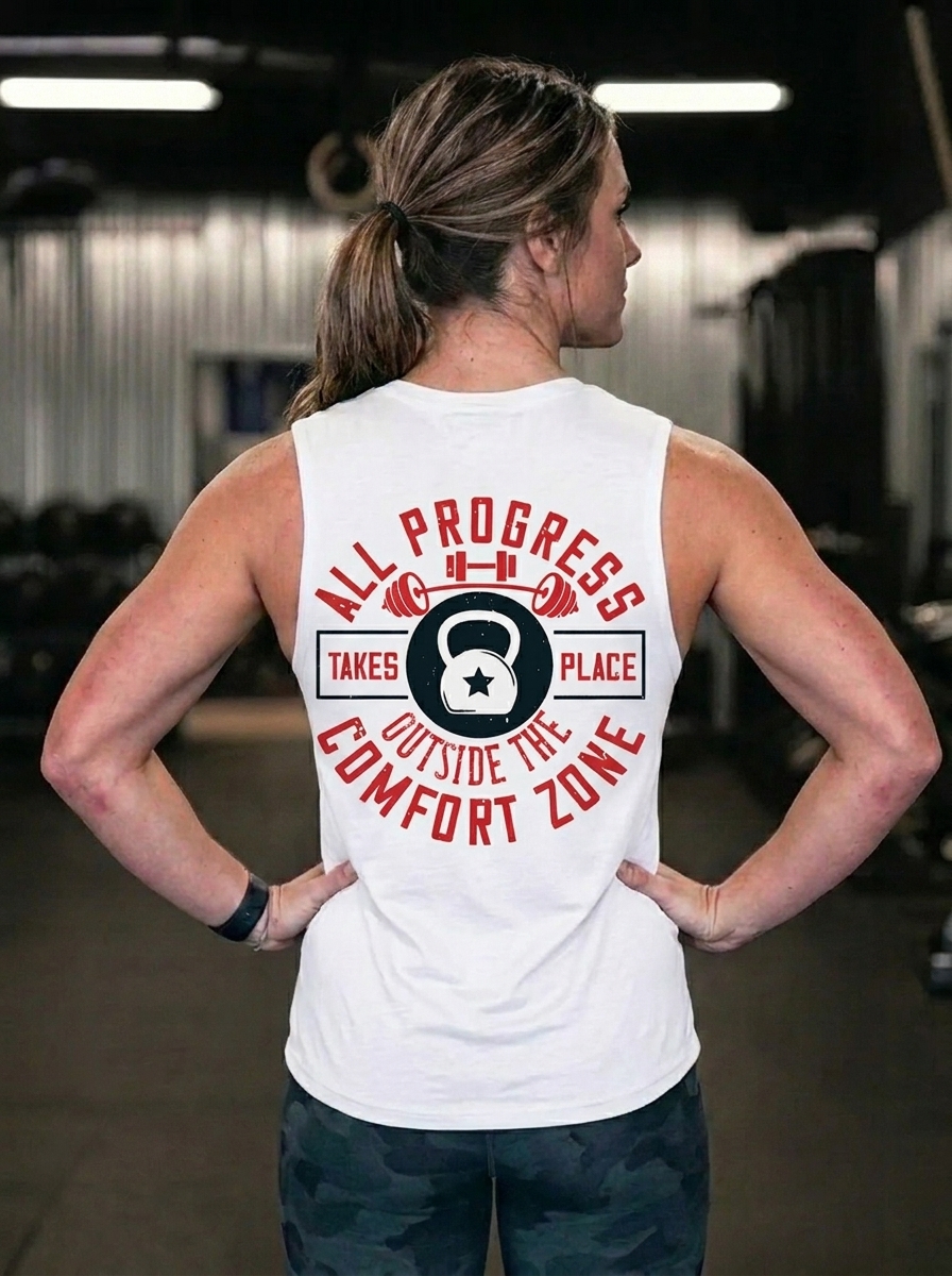 All Progress Takes Place Cutside The Comfort Zone Printed Women's Vest