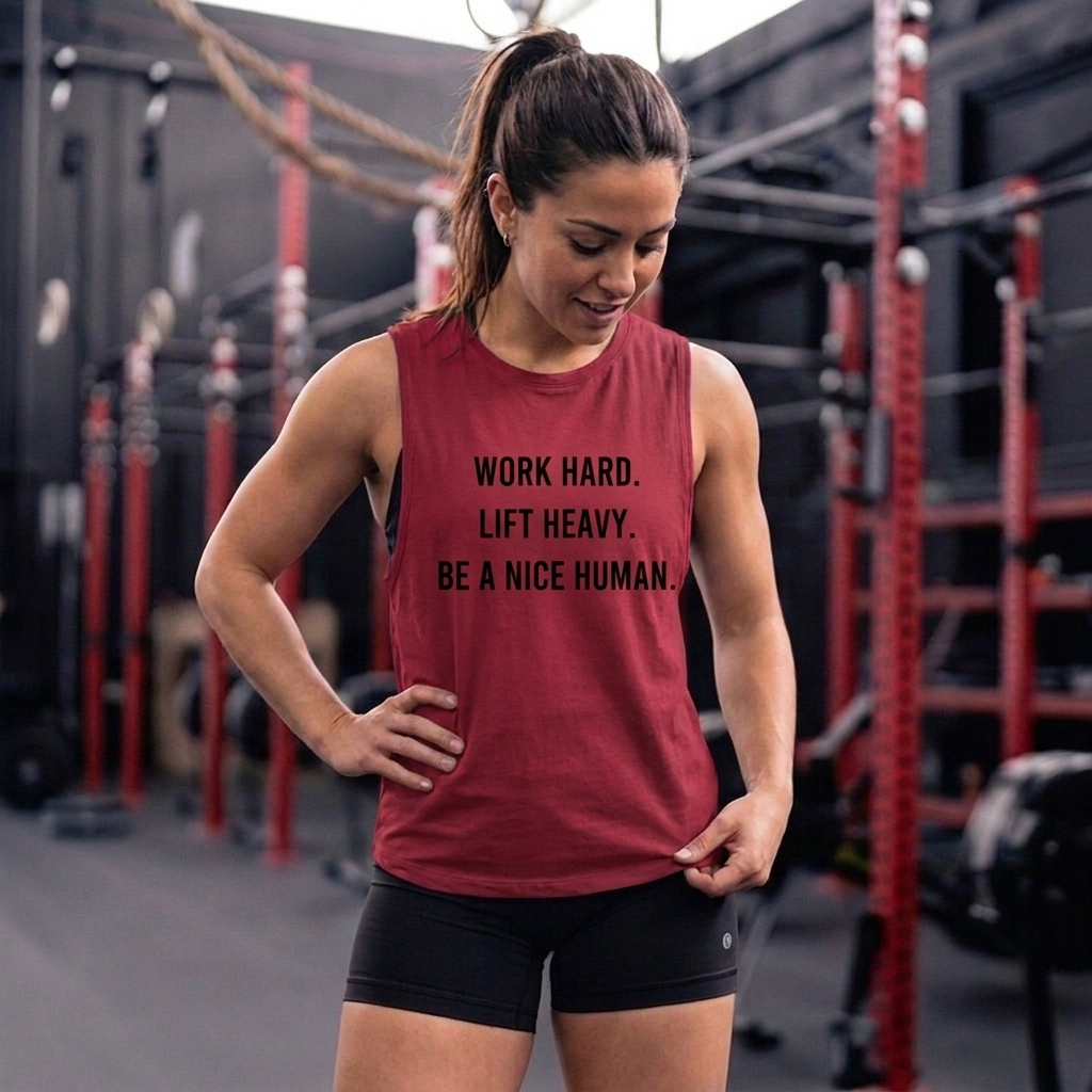 WORK HARD. LIFT HEAVY. BE A NICE HUMAN. Printed Women's Vest