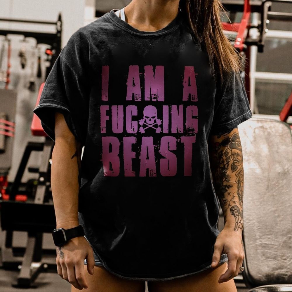 I Am A Fucxing Beast Printed Women's Oversized T-shirt