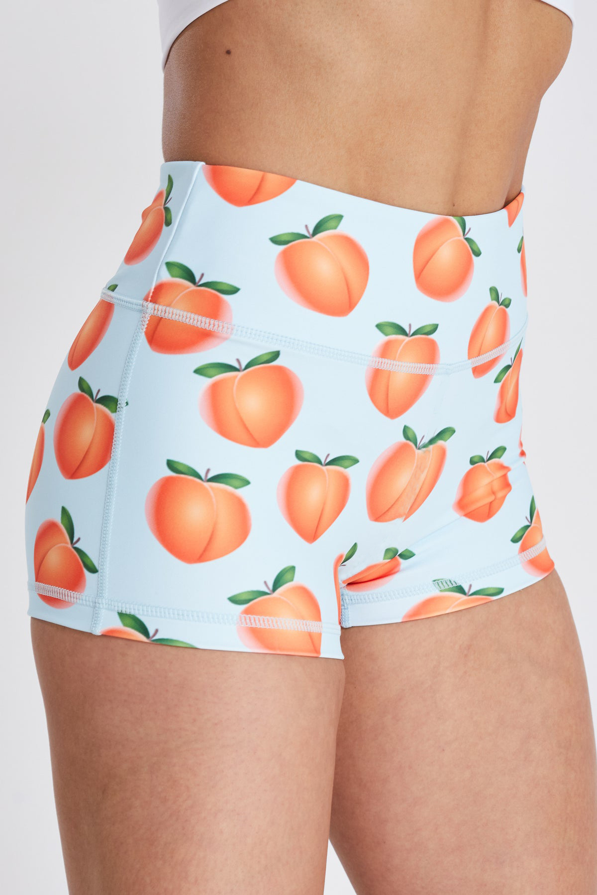Peach Print Women Summer Athletic Fitness Shorts