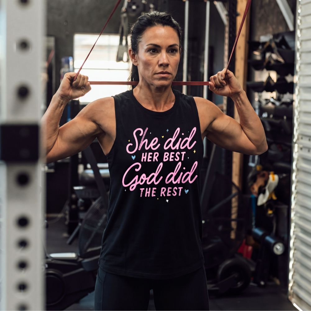 She Did Her Best God Did The Rest Printed Women's Vest
