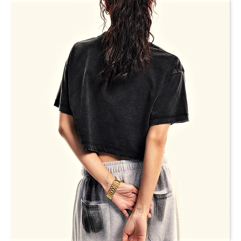 Wake Up Kick Ass Printed Washed Women's Cropped Top