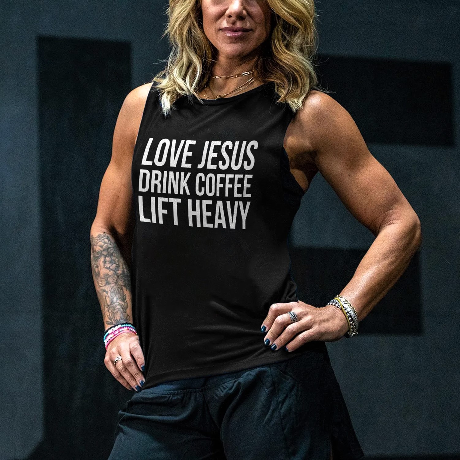 Love Jesus Drink Coffee Printed Women's Vest