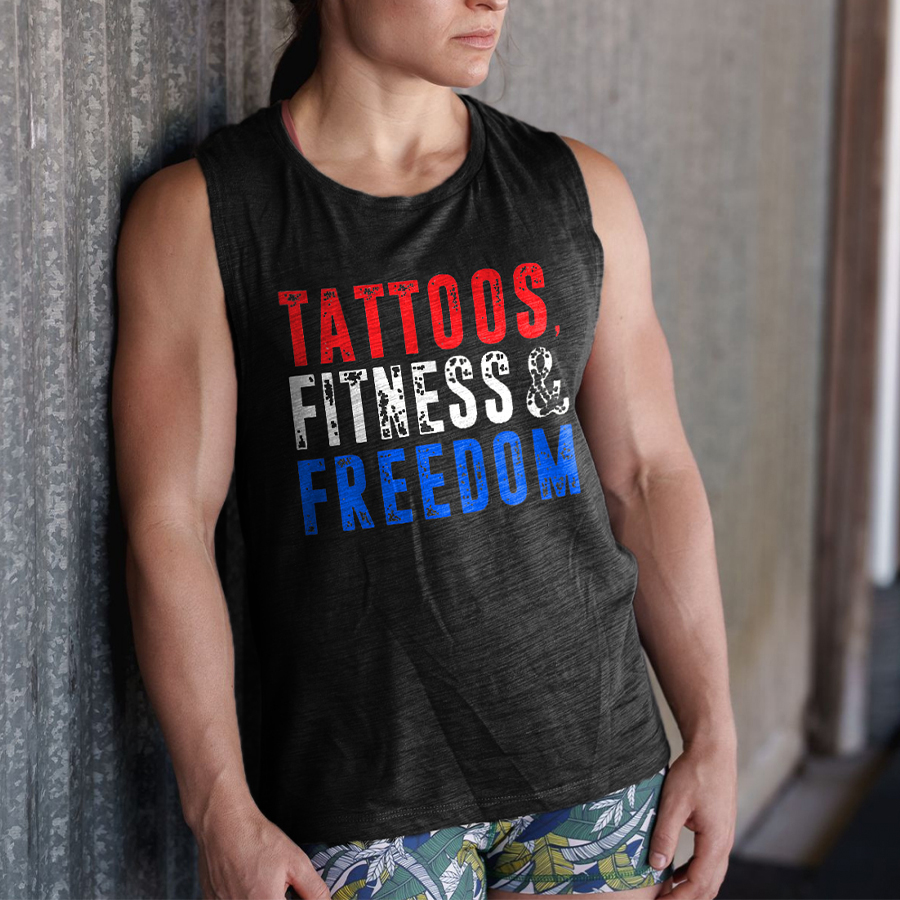 Tattoos, Fitness & Freedom Printed Women's Vest