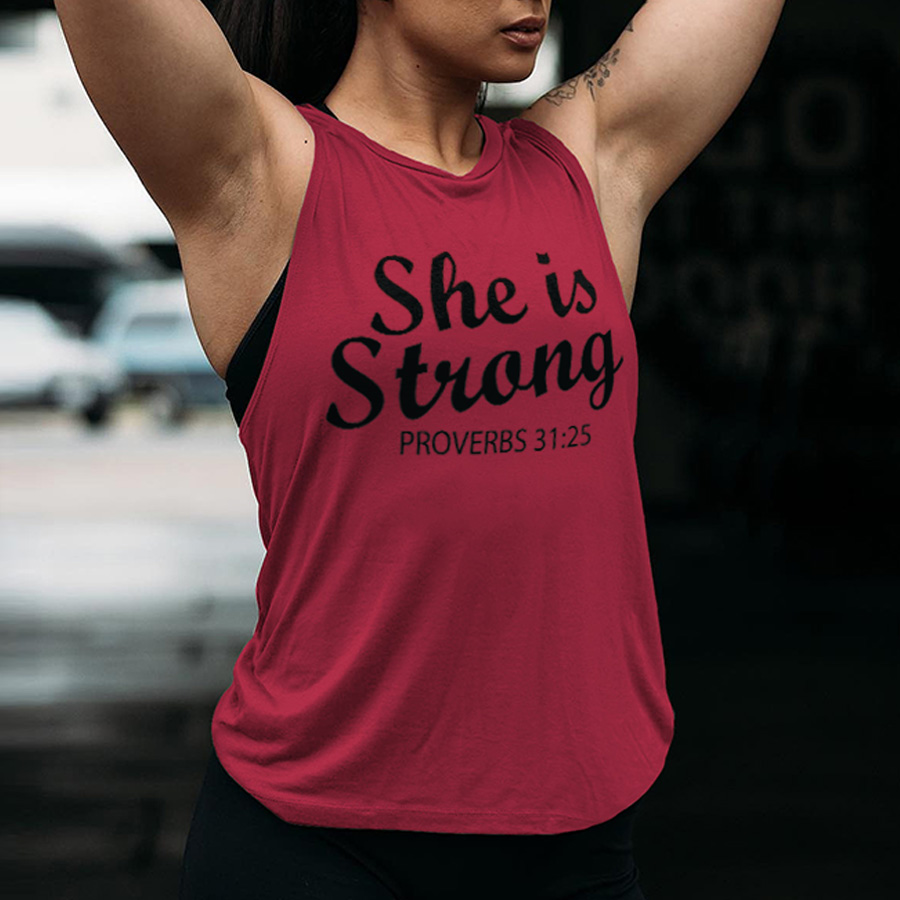She Is Strong Proverbs 31:25 Print Women's Vest