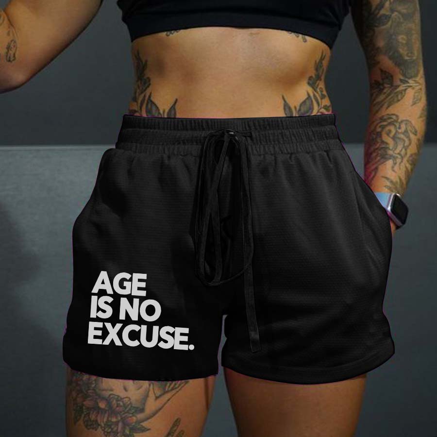 Age Is No Excuse Print Rope Elastic Waist Casual Women's Shorts-traneing