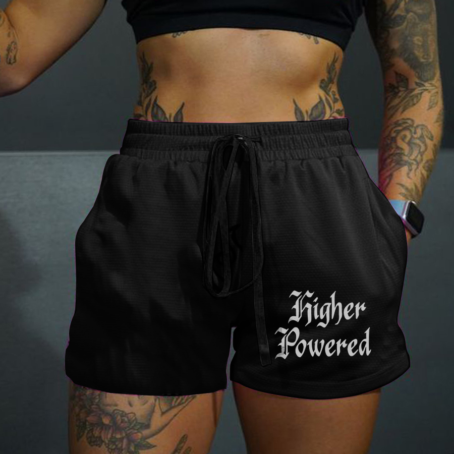 Higher Powered Printed Rope Elastic Waist Casual Women's Shorts-traneing
