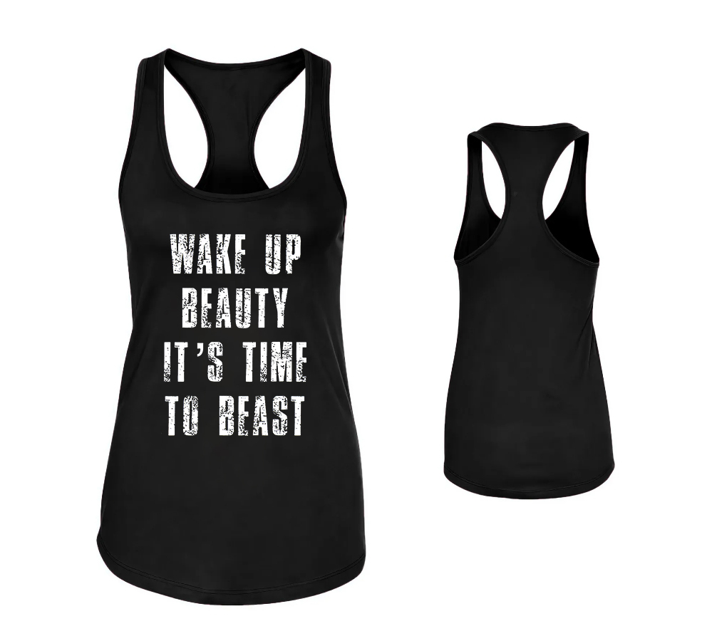 Wake Up Beauty It's Time To Beast Print Women's Tank Top