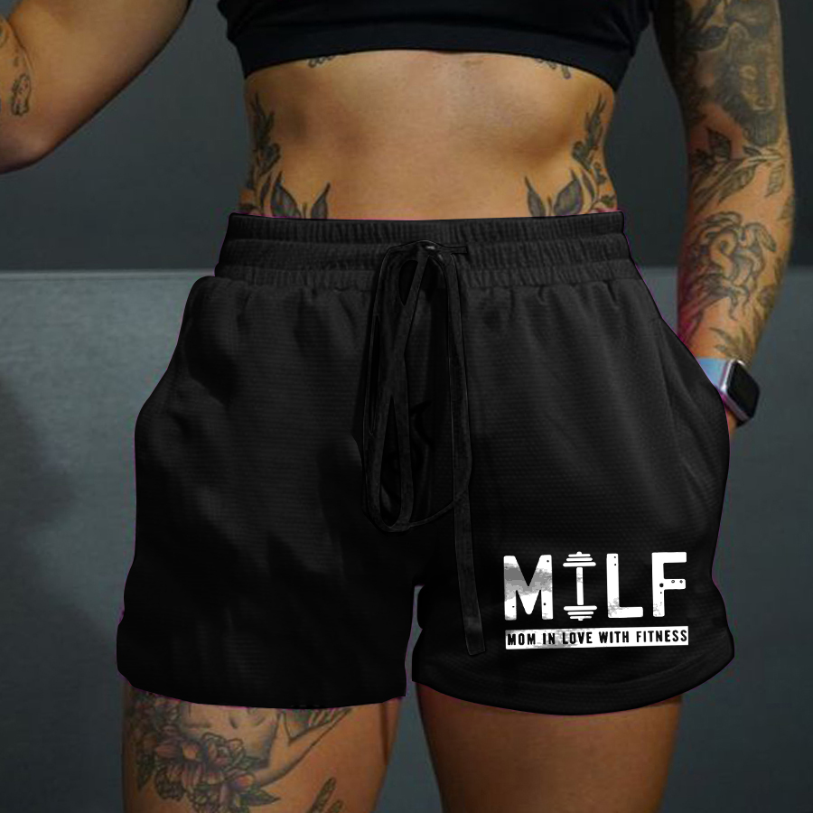 Milf Mom In Love With Fitness Casual Women's Shorts-traneing