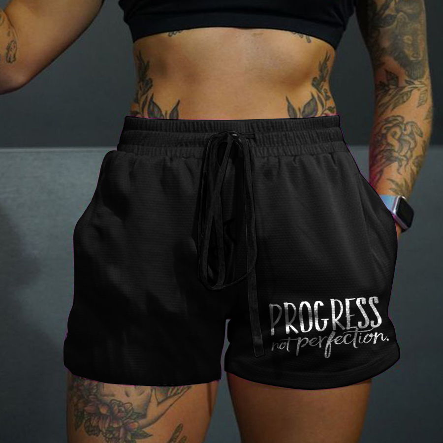 Progress Not Perfection Casual Women's Shorts-traneing