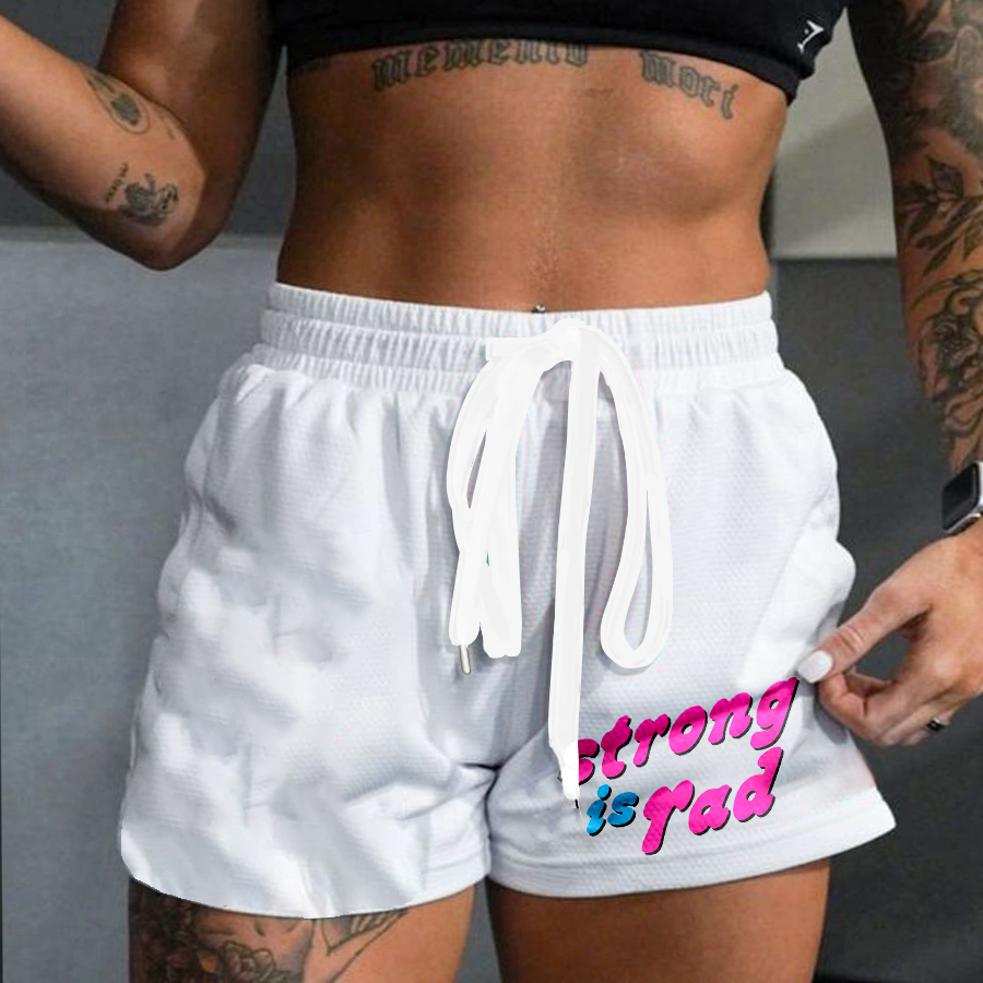 Strong Is Rad Printed Casual Women's Shorts-traneing
