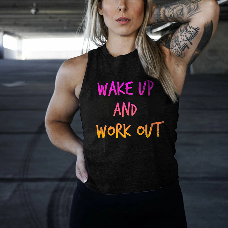 Wake Up And Work Out Print Women's Vest-traneing
