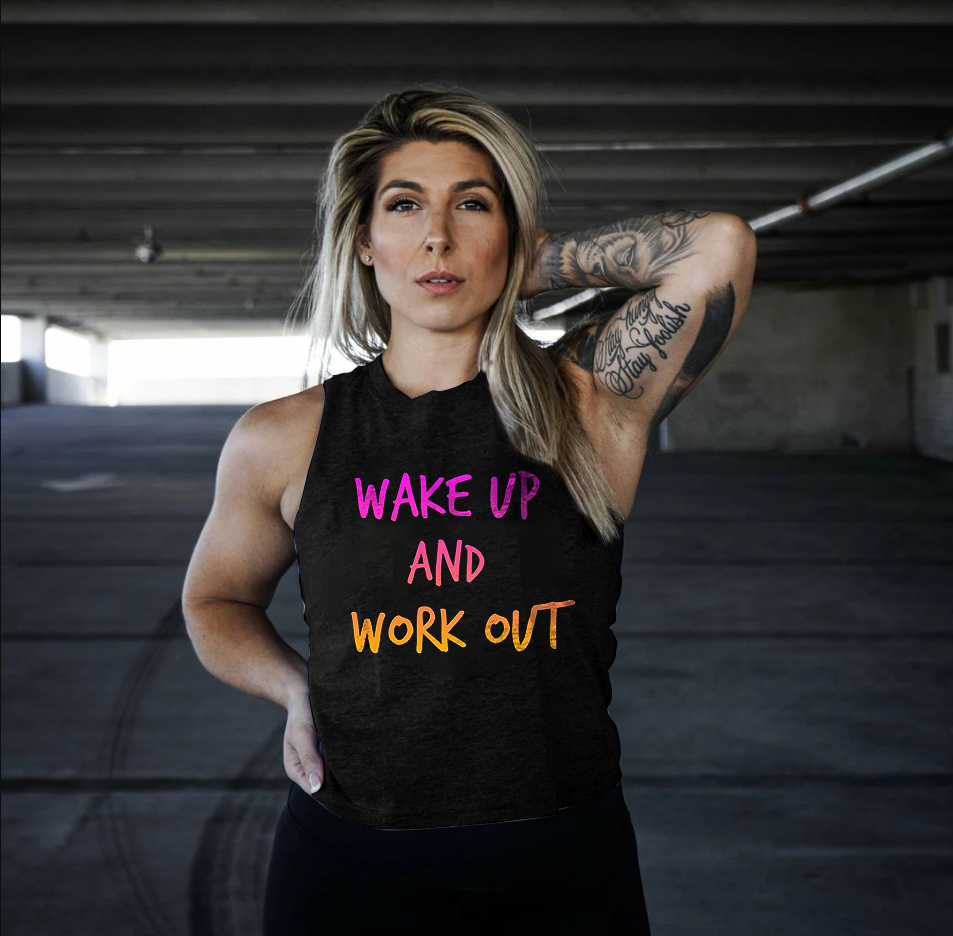 Wake Up And Work Out Print Women's Vest-traneing