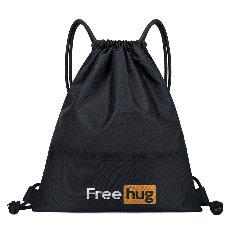 Free Hug Printed Waterproof Drawstring Sports Bag-traneing