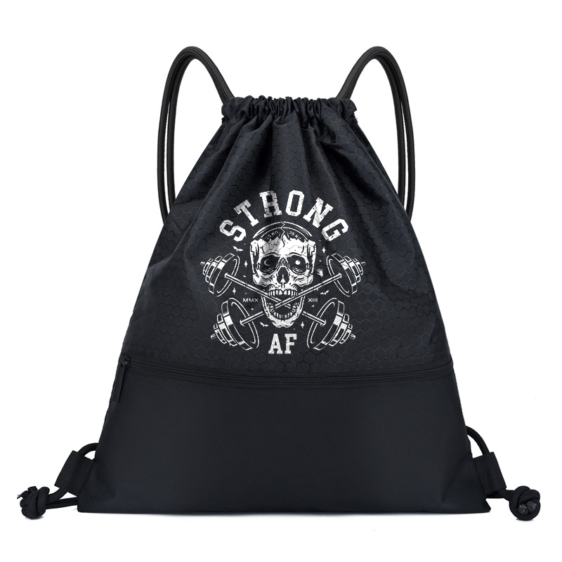 Strong Af Printed Waterproof Drawstring Sports Bag-traneing