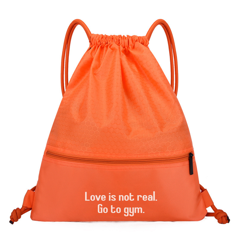 Love Is Not Real. Go To Gym Printed Waterproof Drawstring Sports Bag-traneing