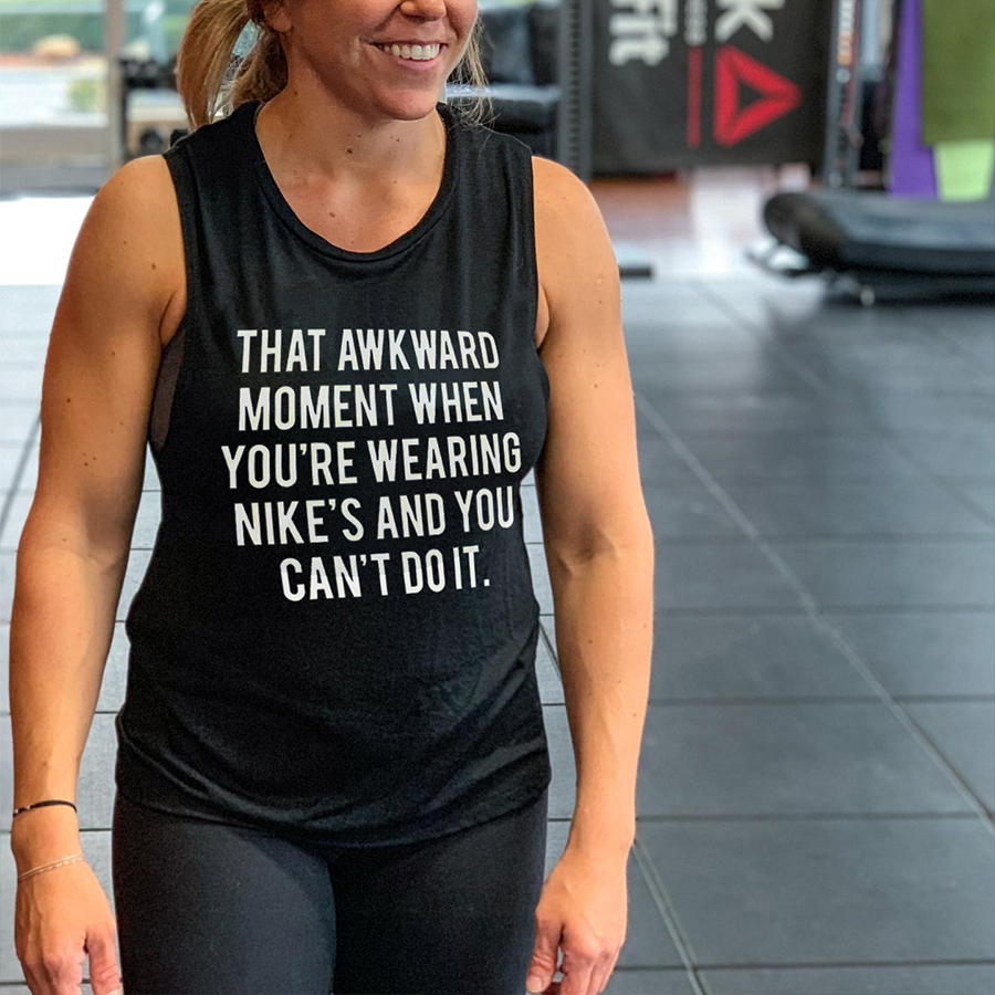 That Awkward Moment When You're Wearing Nike's And You Can't Do It Print Women's Vest-traneing