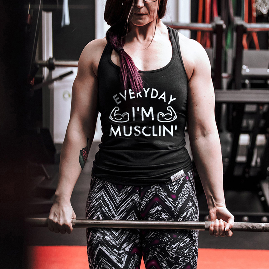 Everyday I'm Musclin' Print Women's Tank Top