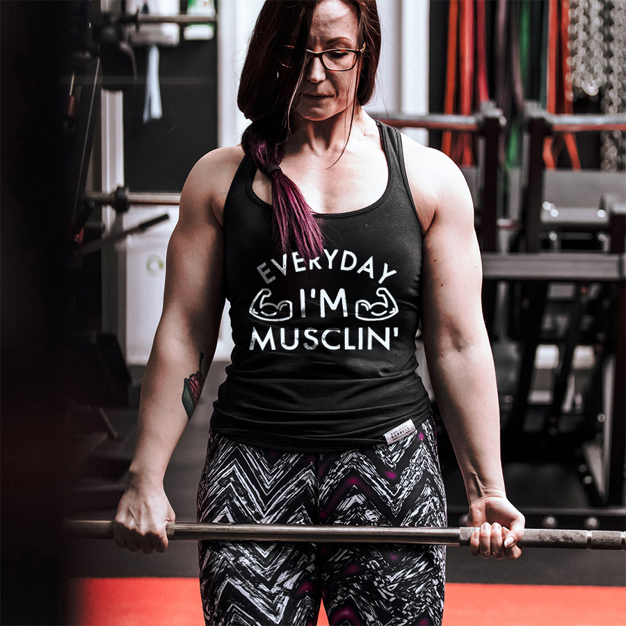 Everyday I'm Musclin' Print Women's Tank Top