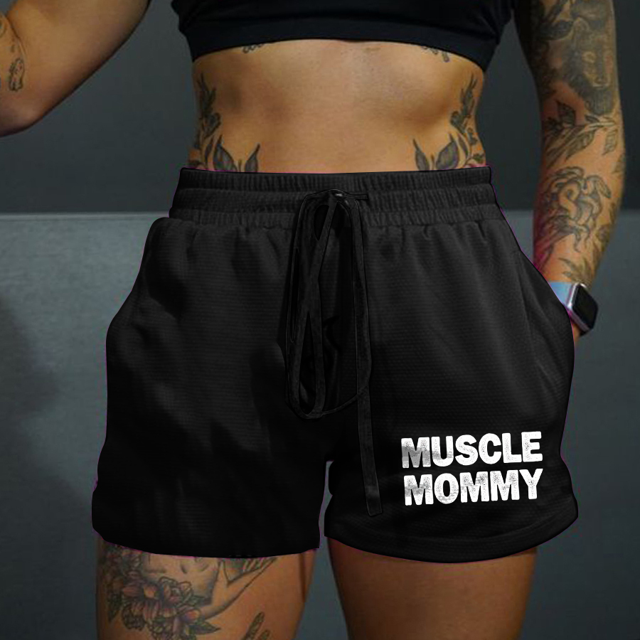 Muscle Mommy Printed Casual Women's Shorts-traneing