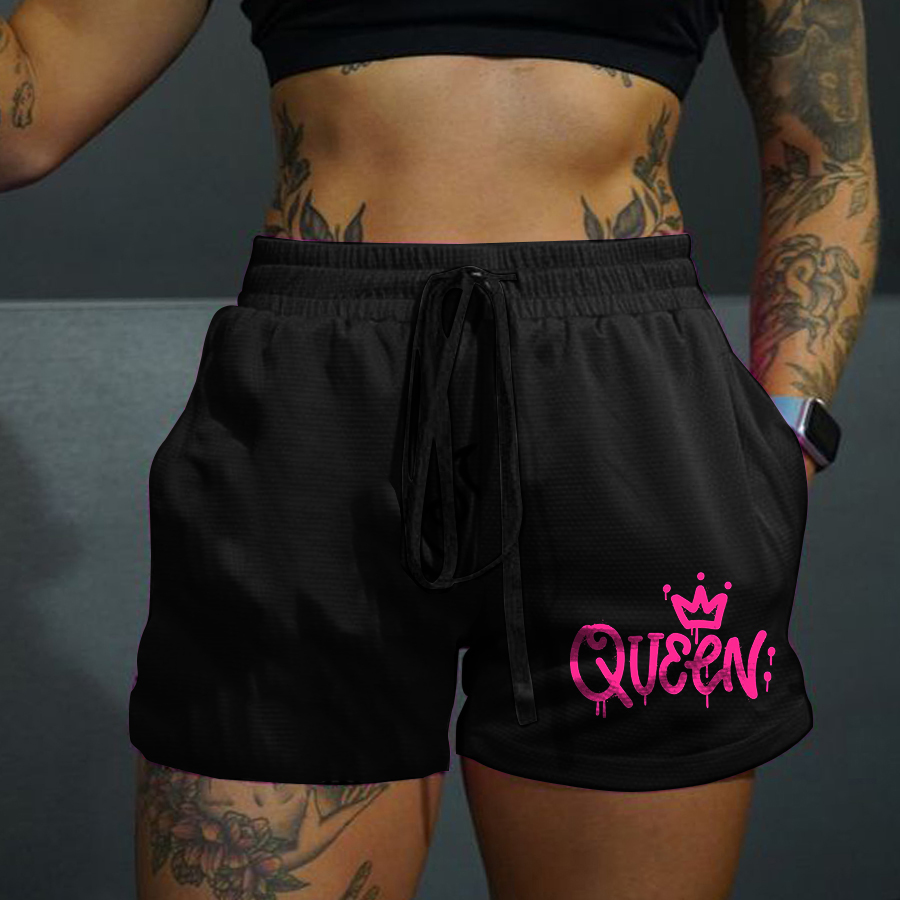 Queen Printed Casual Women's Shorts-traneing