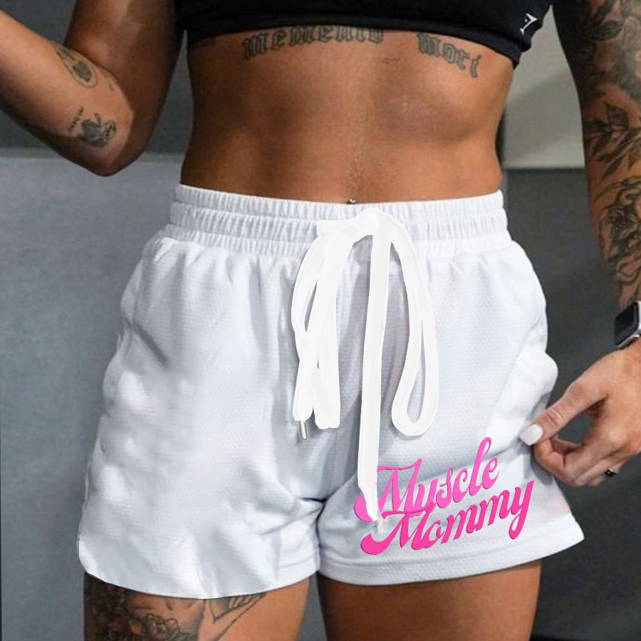 Muscle Mommy Printed Casual Women's Shorts-traneing