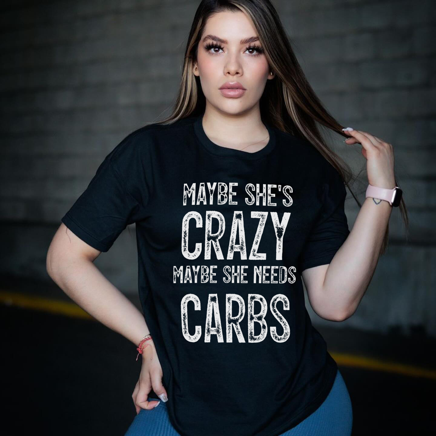 Maybe She's Crazy Maybe She Needs Carbs Print Women's T-shirts