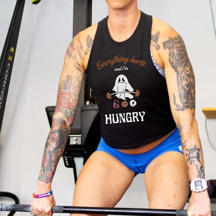 Everything Hurts And I'm Hungry Print Women's Crop Top -traneing