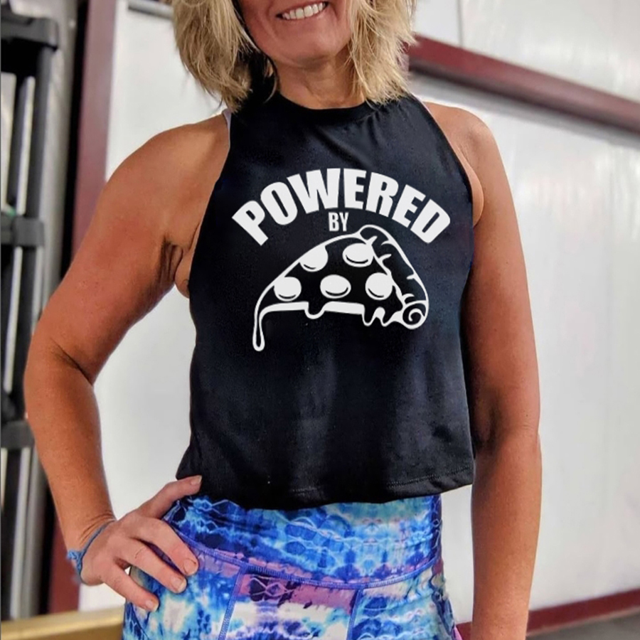 Powered By Pizza Print Women's Crop Top -traneing