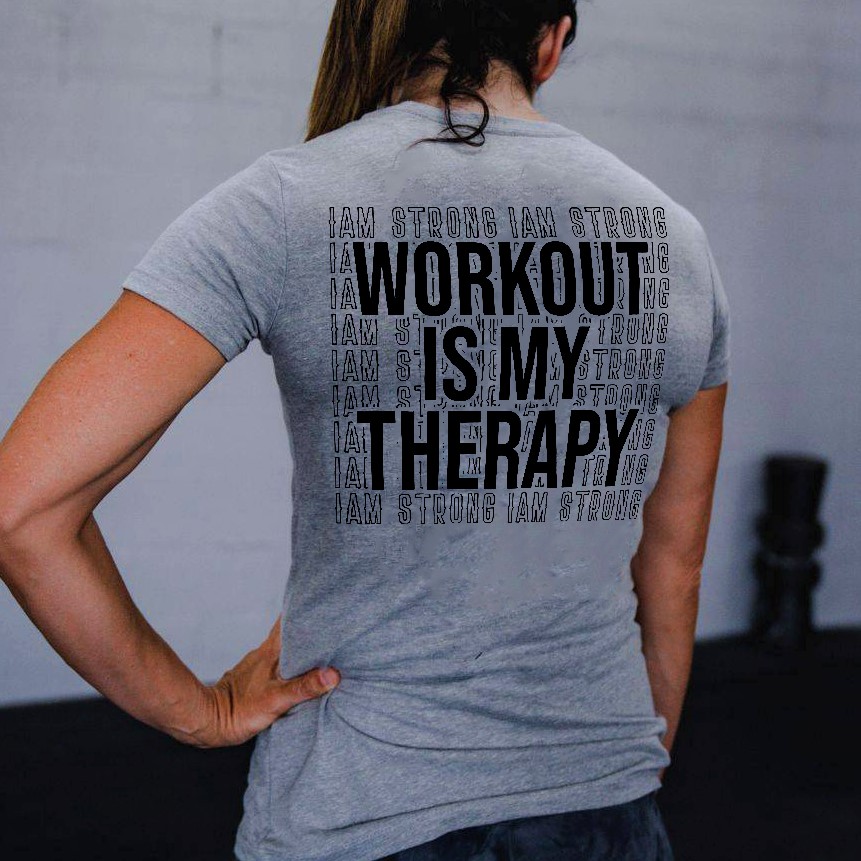 Workout Is My Therapy Printed Women's T-shirt Image - 5
