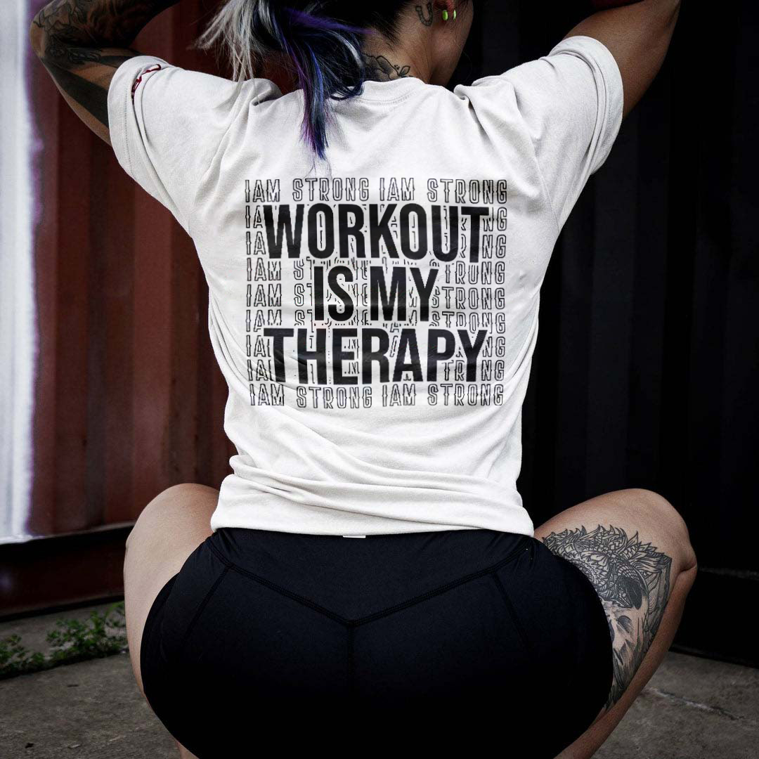 Workout Is My Therapy Printed Women's T-shirt