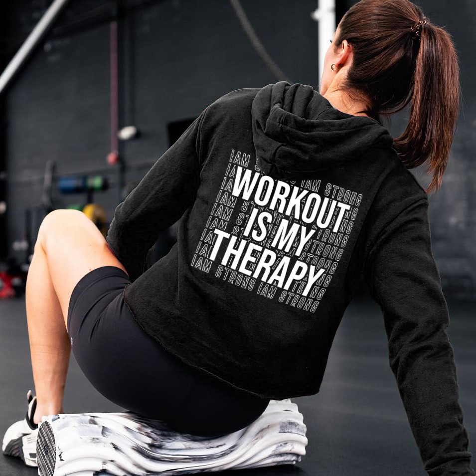 Workout Is My Therapy Printed Women's Hoodie
