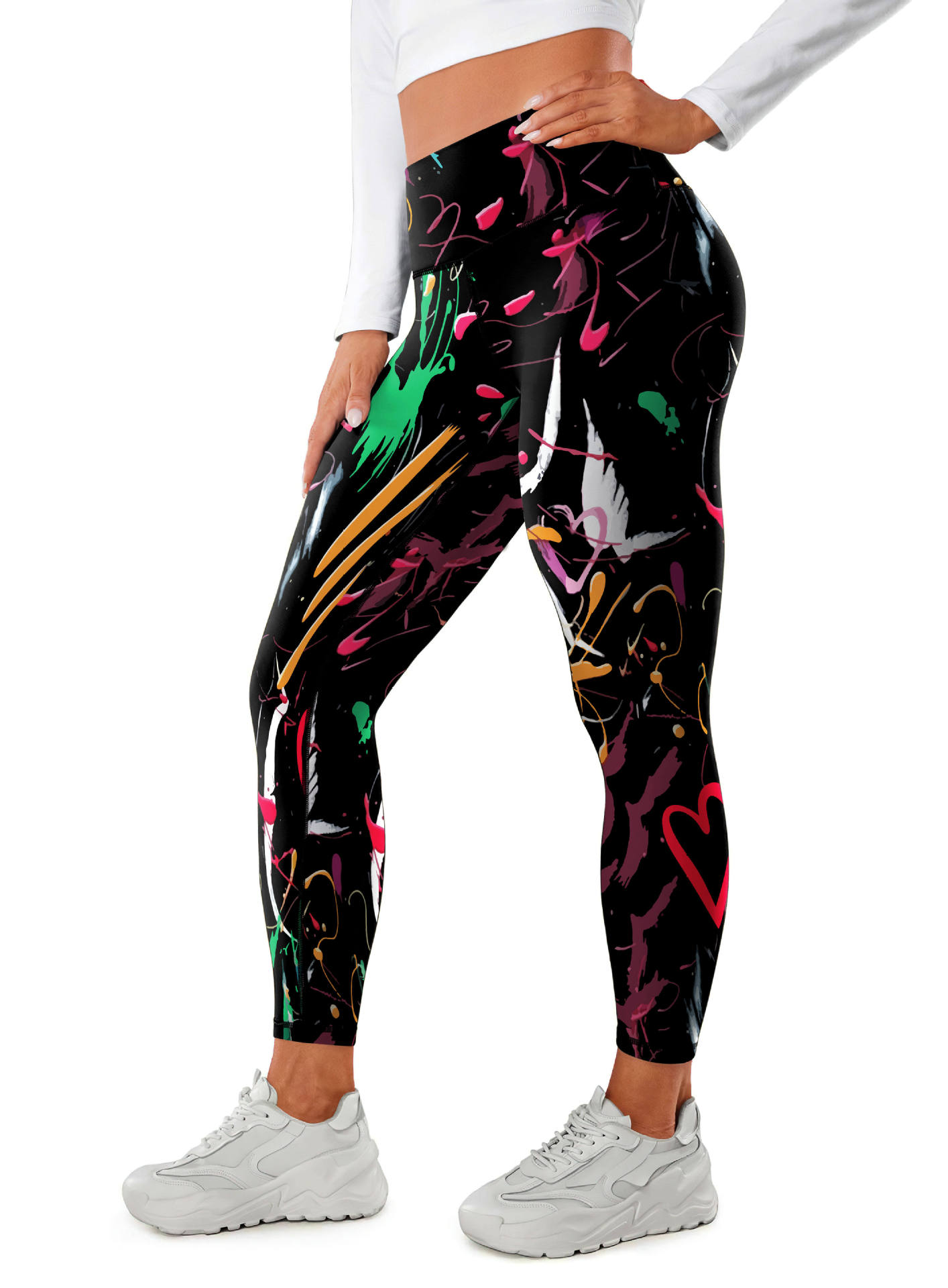 Skinny High Waisted Hip Lifting Printed Yoga Pants-traneing