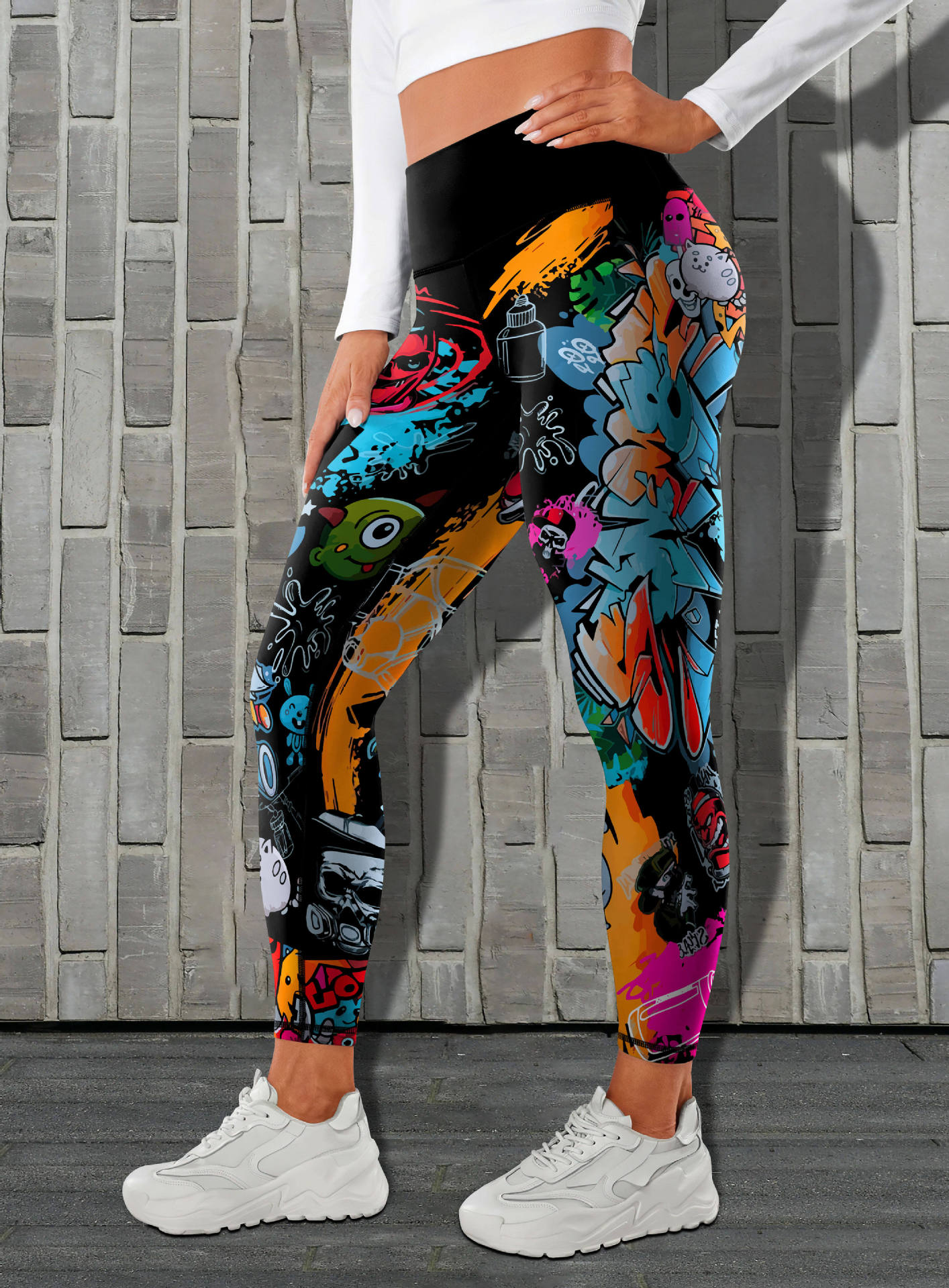 Skinny Hip Lifting Printed High Waisted Yoga Pants-traneing