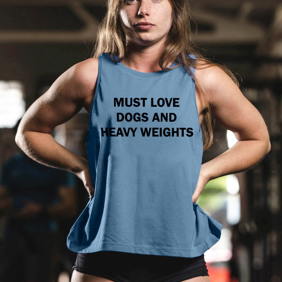 MUST LOVE DOGS AND HEAVY WEIGHTS Printed Women's Vest-traneing