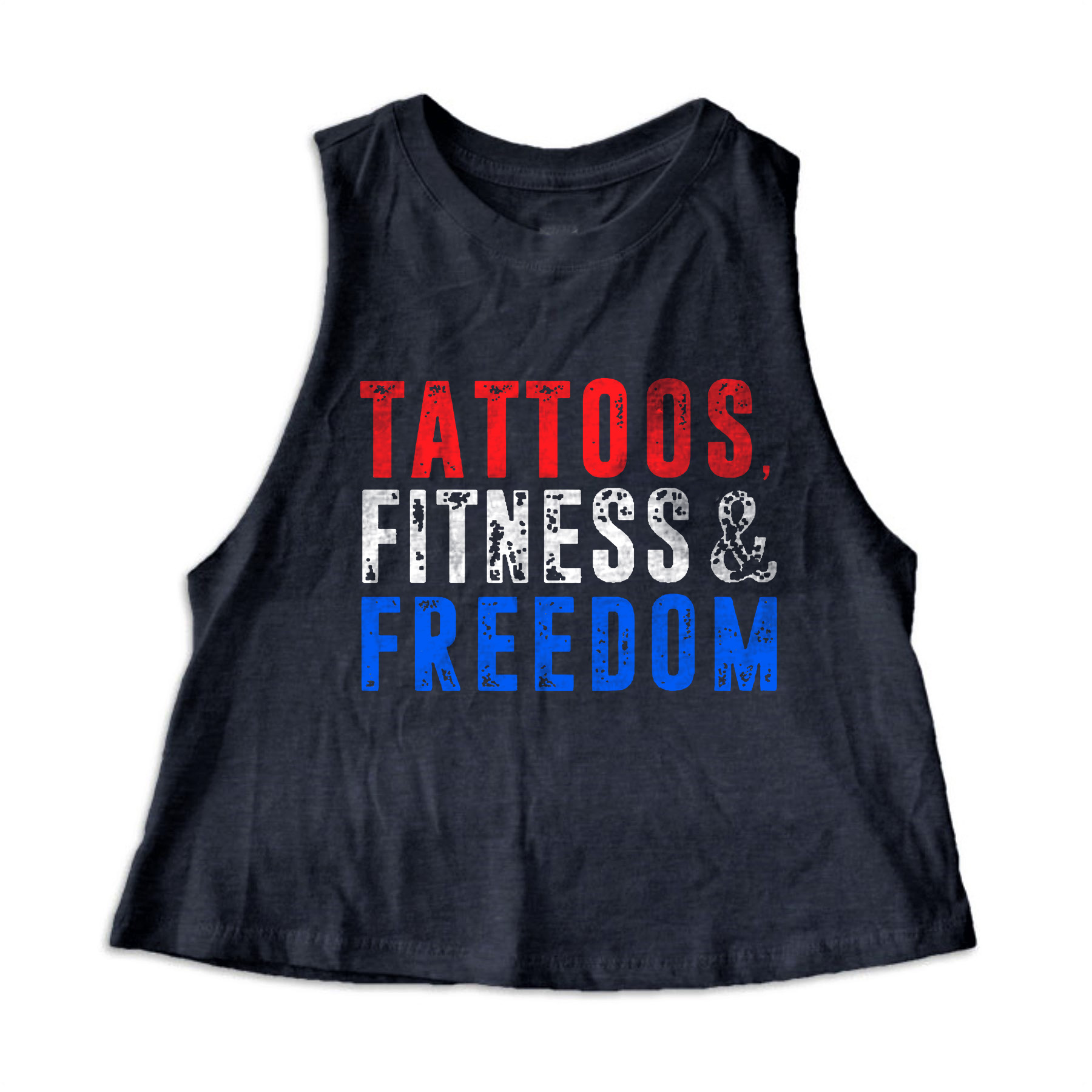 Tattoos, Fitness & Freedom Print Women's Crop Top -traneing