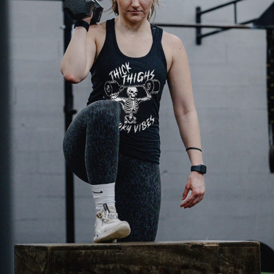 Thick Thighs Spooky Vibes Printed Women's Tank Top-traneing