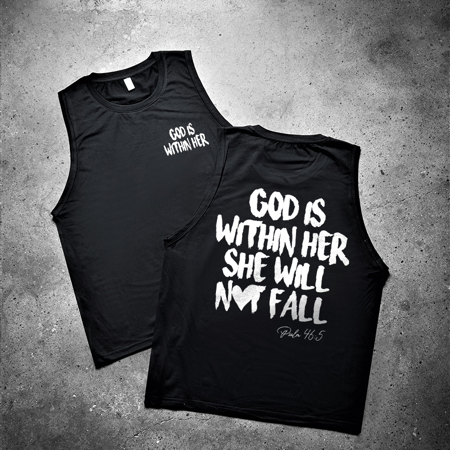 God Is Within Her She Will Not Fall Printed Women's Vest-traneing