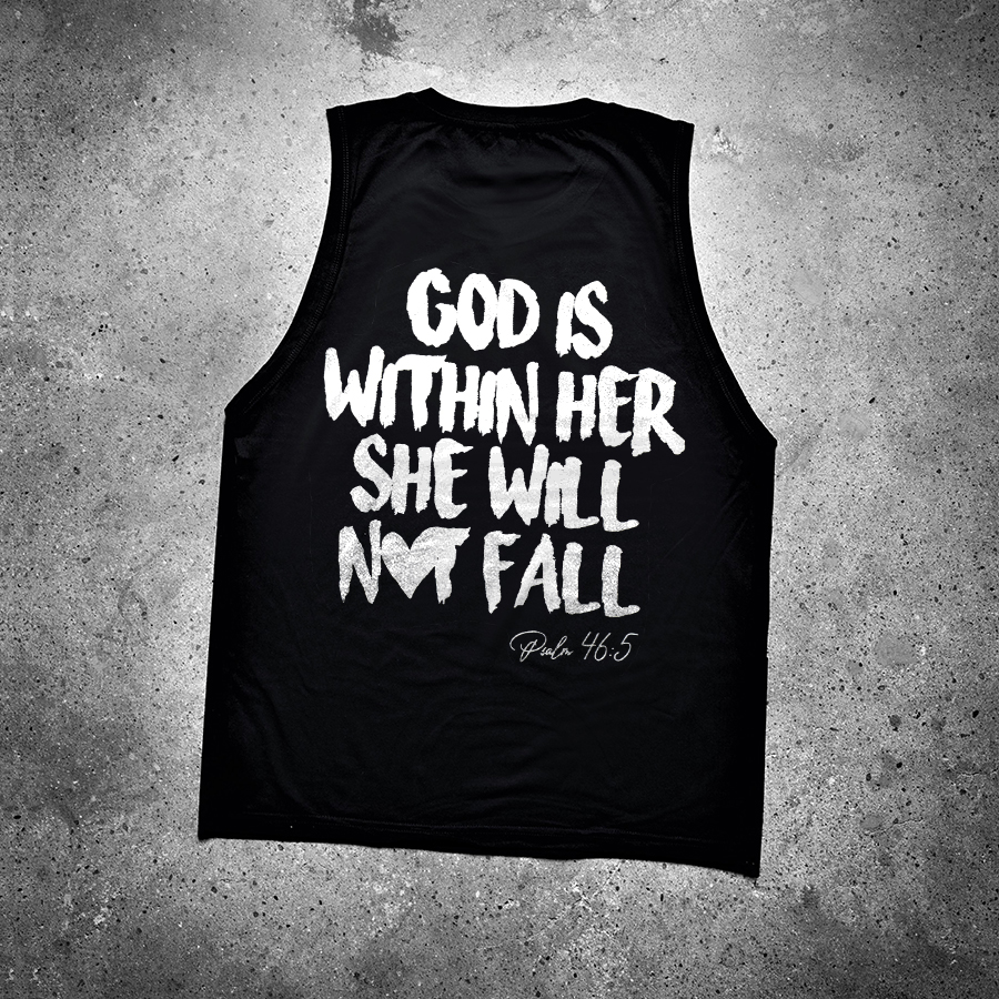 God Is Within Her She Will Not Fall Printed Women's Vest-traneing