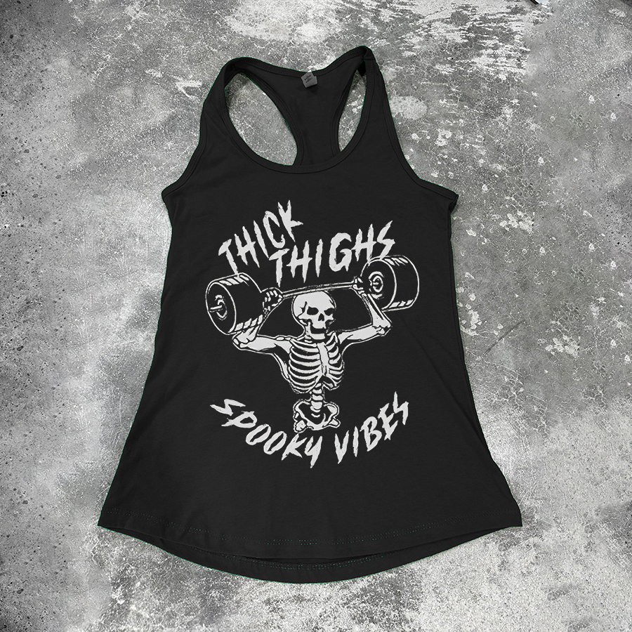 Thick Thighs Spooky Vibes Printed Women's Tank Top-traneing