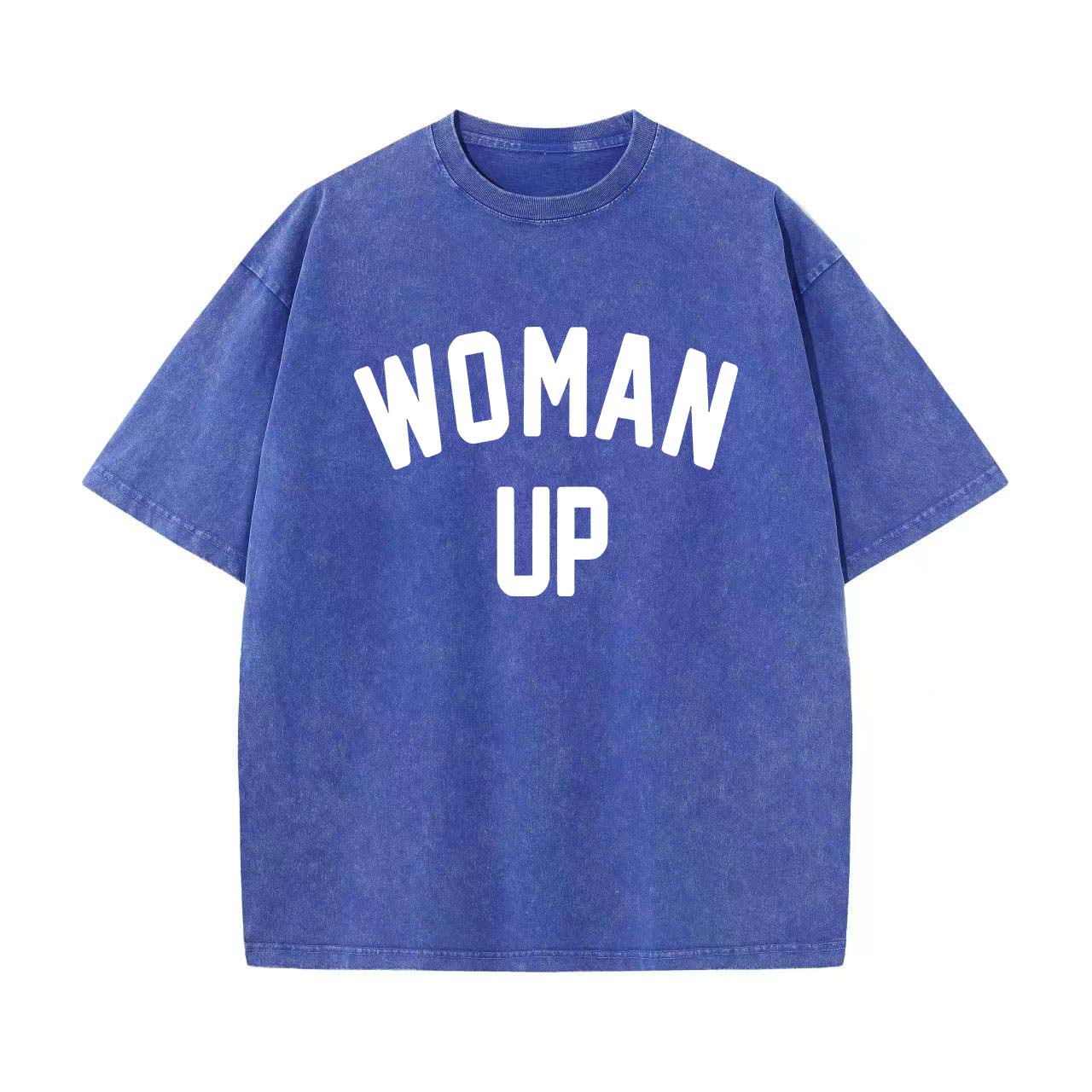 Woman Up Printed Oversize Washed T-Shirt Image - 5