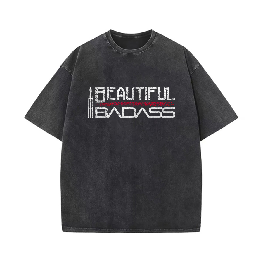Beautiful Badass Printed Oversize Washed T-Shirt-traneing