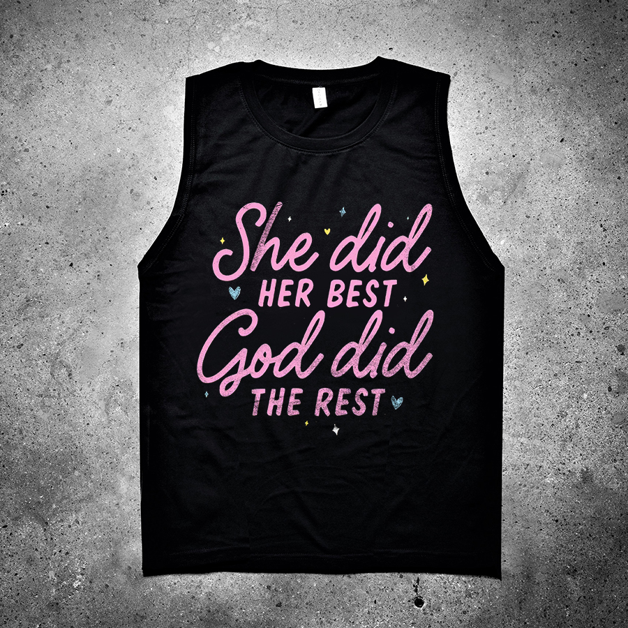 She Did Her Best God Did The Rest Printed Women's Vest-traneing