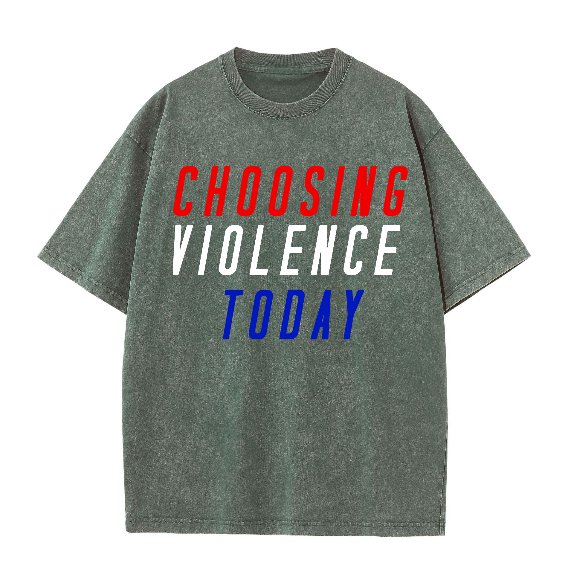Choosing Violence Today Printed Oversize Washed T-Shirt-traneing